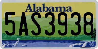 AL license plate 5AS3938