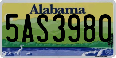 AL license plate 5AS3980