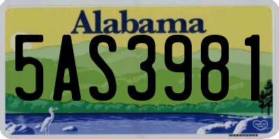 AL license plate 5AS3981