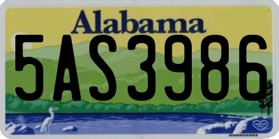 AL license plate 5AS3986