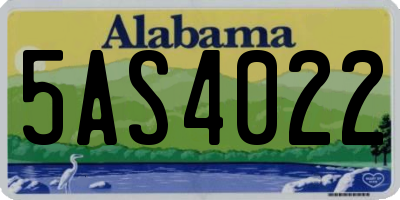 AL license plate 5AS4022