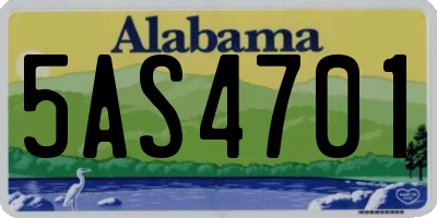 AL license plate 5AS4701