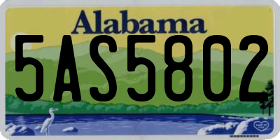 AL license plate 5AS5802