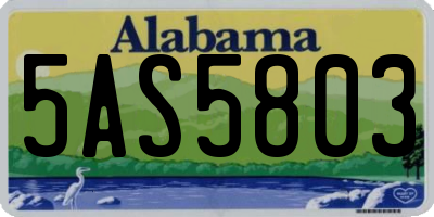 AL license plate 5AS5803