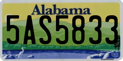 AL license plate 5AS5833