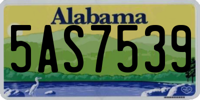 AL license plate 5AS7539