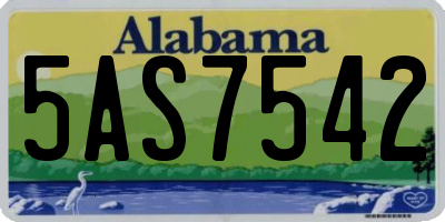 AL license plate 5AS7542