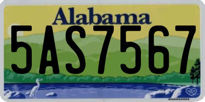 AL license plate 5AS7567