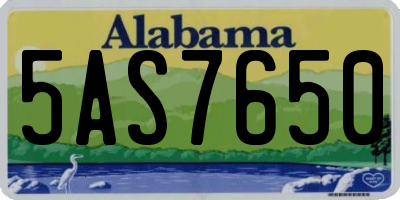AL license plate 5AS7650