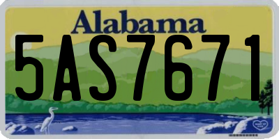 AL license plate 5AS7671