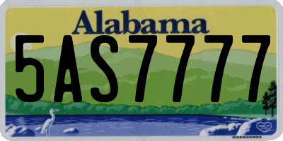 AL license plate 5AS7777