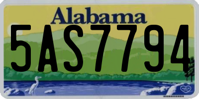 AL license plate 5AS7794