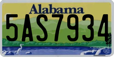 AL license plate 5AS7934