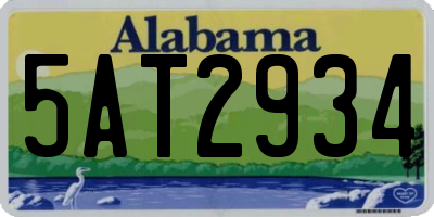 AL license plate 5AT2934