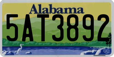 AL license plate 5AT3892