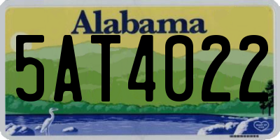 AL license plate 5AT4022