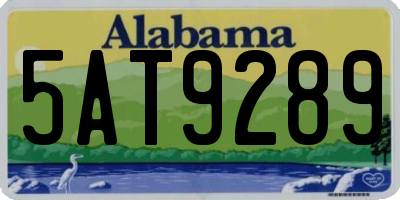 AL license plate 5AT9289