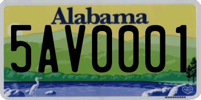 AL license plate 5AV0001