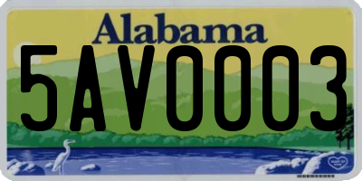 AL license plate 5AV0003