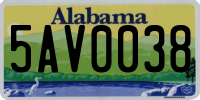 AL license plate 5AV0038