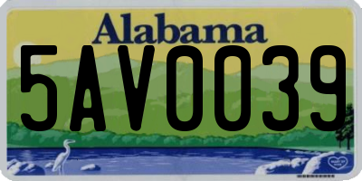 AL license plate 5AV0039