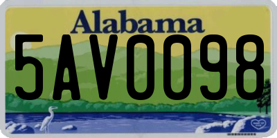 AL license plate 5AV0098