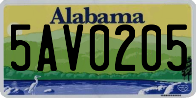 AL license plate 5AV0205