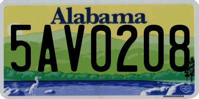 AL license plate 5AV0208