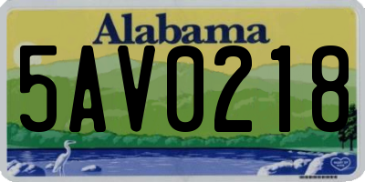 AL license plate 5AV0218