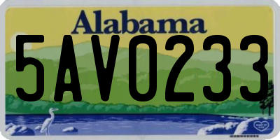AL license plate 5AV0233