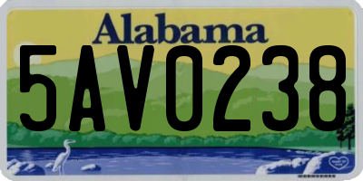 AL license plate 5AV0238