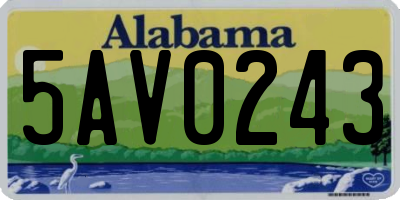 AL license plate 5AV0243