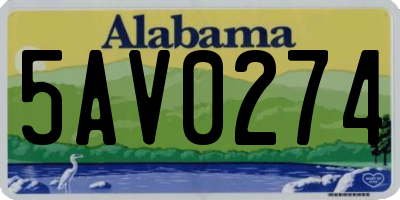 AL license plate 5AV0274