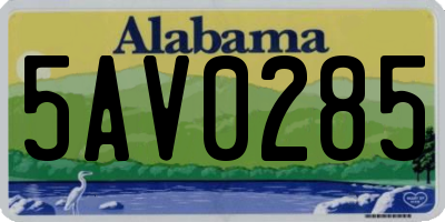 AL license plate 5AV0285
