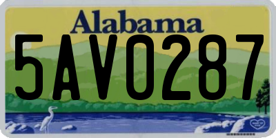 AL license plate 5AV0287