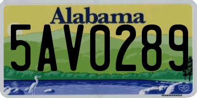 AL license plate 5AV0289