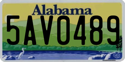 AL license plate 5AV0489