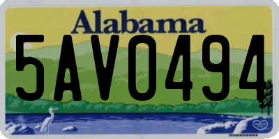 AL license plate 5AV0494