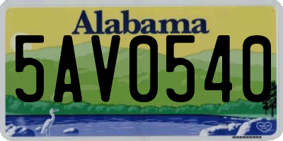 AL license plate 5AV0540