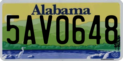AL license plate 5AV0648