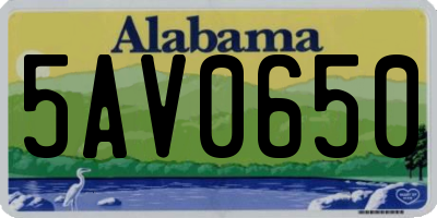 AL license plate 5AV0650