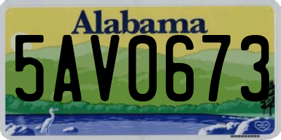 AL license plate 5AV0673