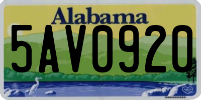 AL license plate 5AV0920