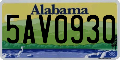 AL license plate 5AV0930