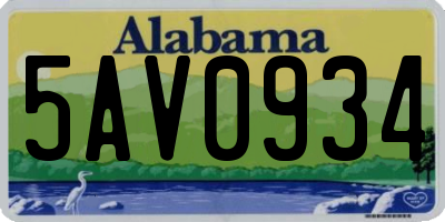 AL license plate 5AV0934