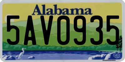 AL license plate 5AV0935