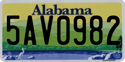 AL license plate 5AV0982