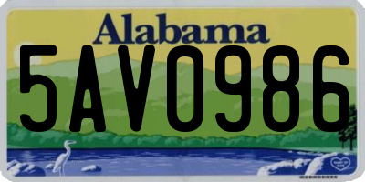 AL license plate 5AV0986