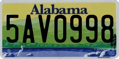 AL license plate 5AV0998