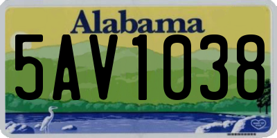 AL license plate 5AV1038